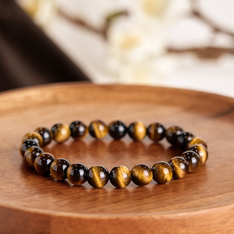 Bracelet de force en œil de tigre de 8 mm pour la protection et le courage