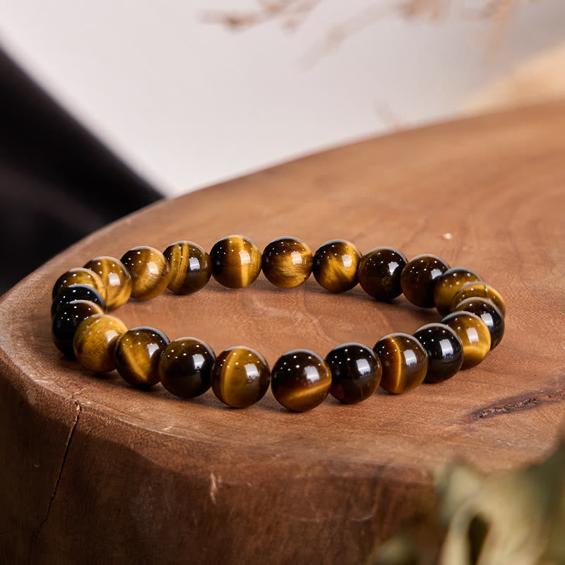Bracelet de force en œil de tigre de 8 mm pour la protection et le courage