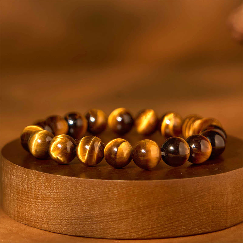 Bracelet de force en œil de tigre de 8 mm pour la protection et le courage