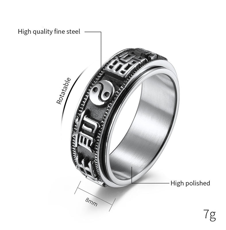Bague spirituelle apaisante en acier titane de 8 mm pour le sommeil et l'équilibre