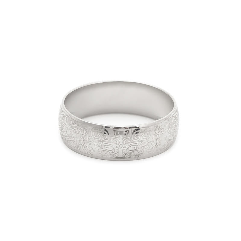 Bague Taotie en acier titane de 8 mm pour la chance et la richesse