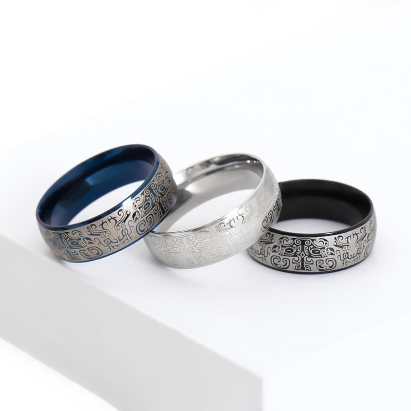 Bague Taotie en acier titane de 8 mm pour la chance et la richesse