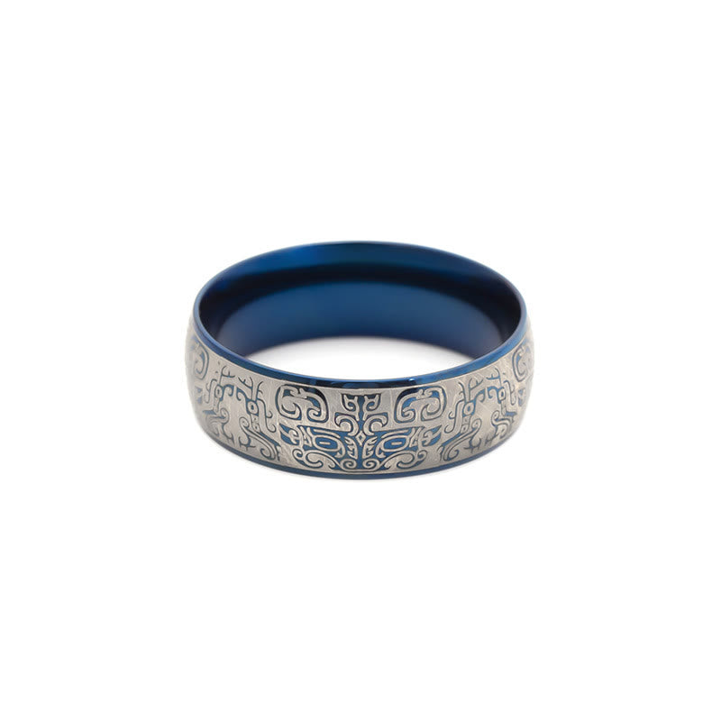 Bague Taotie en acier titane de 8 mm pour la chance et la richesse