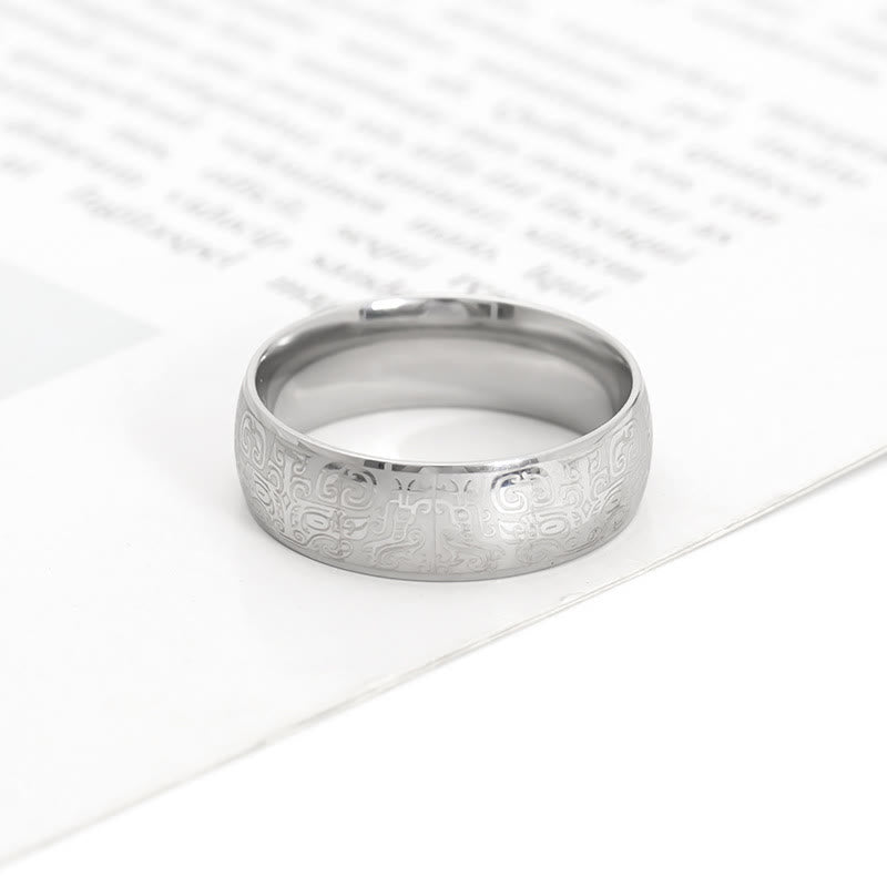 Bague Taotie en acier titane de 8 mm pour la chance et la richesse
