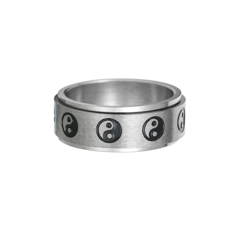 Bague rotative Yin Yang en acier titane de 8 mm
