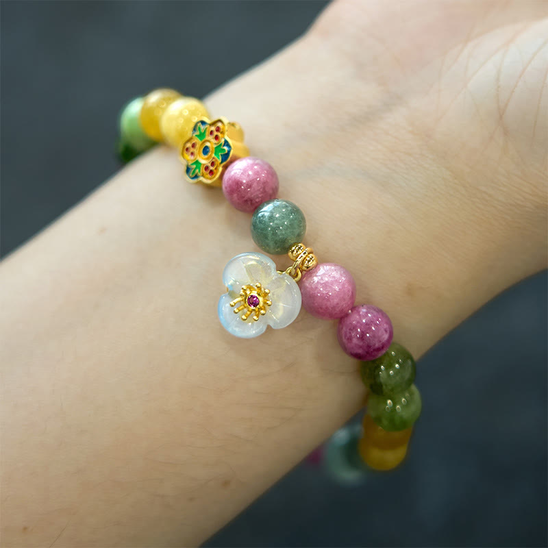 Bracelet spirituel fleur de sagesse tourmaline 8 mm