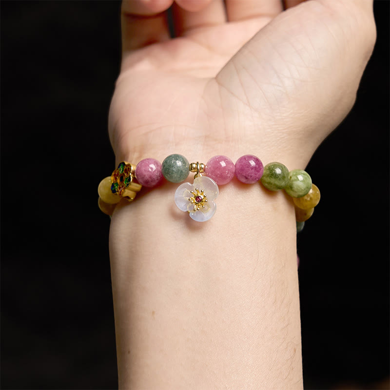 Bracelet spirituel fleur de sagesse tourmaline 8 mm