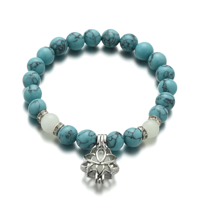 Bracelet de protection en pierre lumineuse turquoise de 8 mm pour la méditation