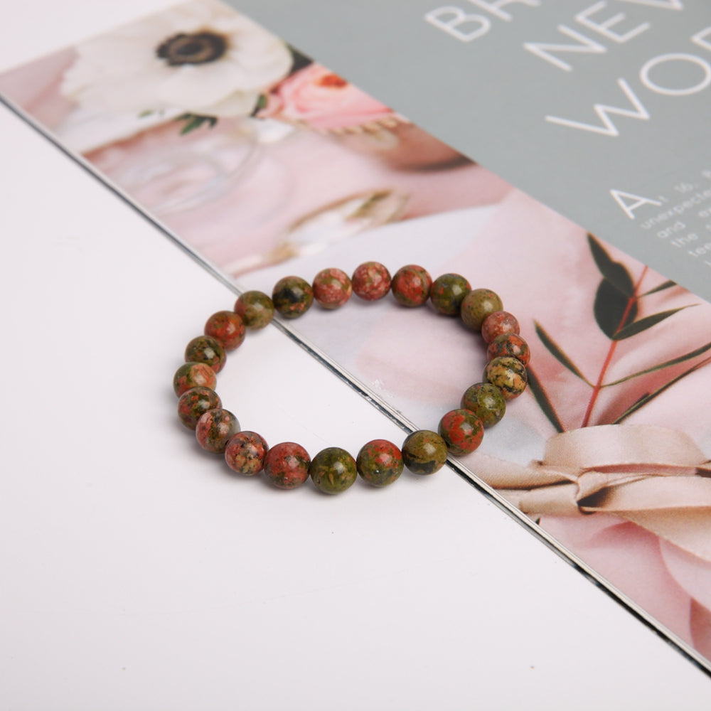 8mm Unakite Crystal Spiritual Bracelet for Healing