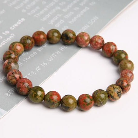 8mm Unakite Crystal Spiritual Bracelet for Healing