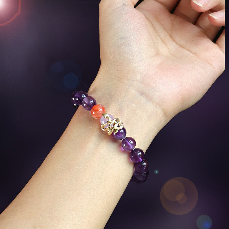 Bracelet porte-bonheur en améthyste de 8 mm pour l'équilibre