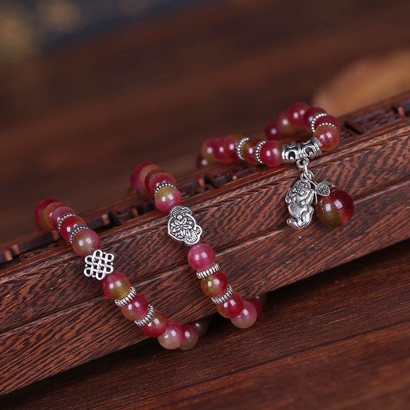 Bracelet de protection spirituelle en tourmaline pastèque de 8 mm