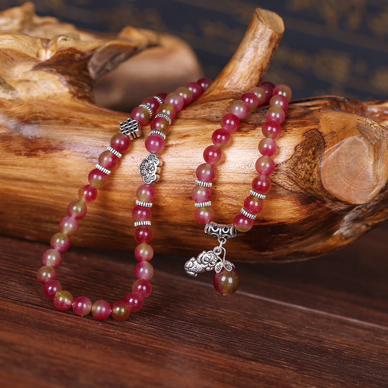 Bracelet de protection spirituelle en tourmaline pastèque de 8 mm