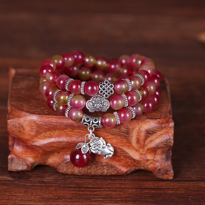Bracelet de protection spirituelle en tourmaline pastèque de 8 mm