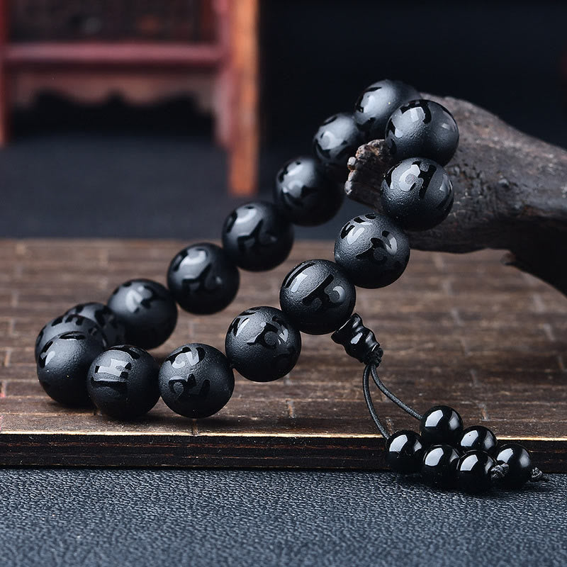 Bracelet de méditation Om Mani Padme Hum en cristal blanc de 8 mm