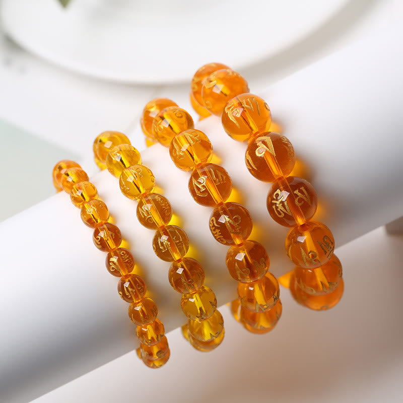Bracelet de protection Om Mani Padme Hum en cristal blanc de 8 mm