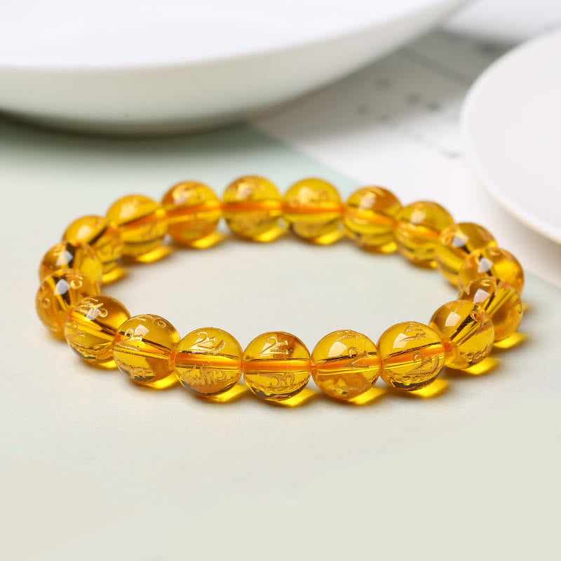 Bracelet de protection Om Mani Padme Hum en cristal blanc de 8 mm