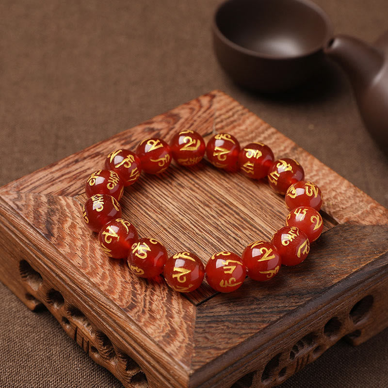 Bracelet de protection Om Mani Padme Hum en cristal blanc de 8 mm