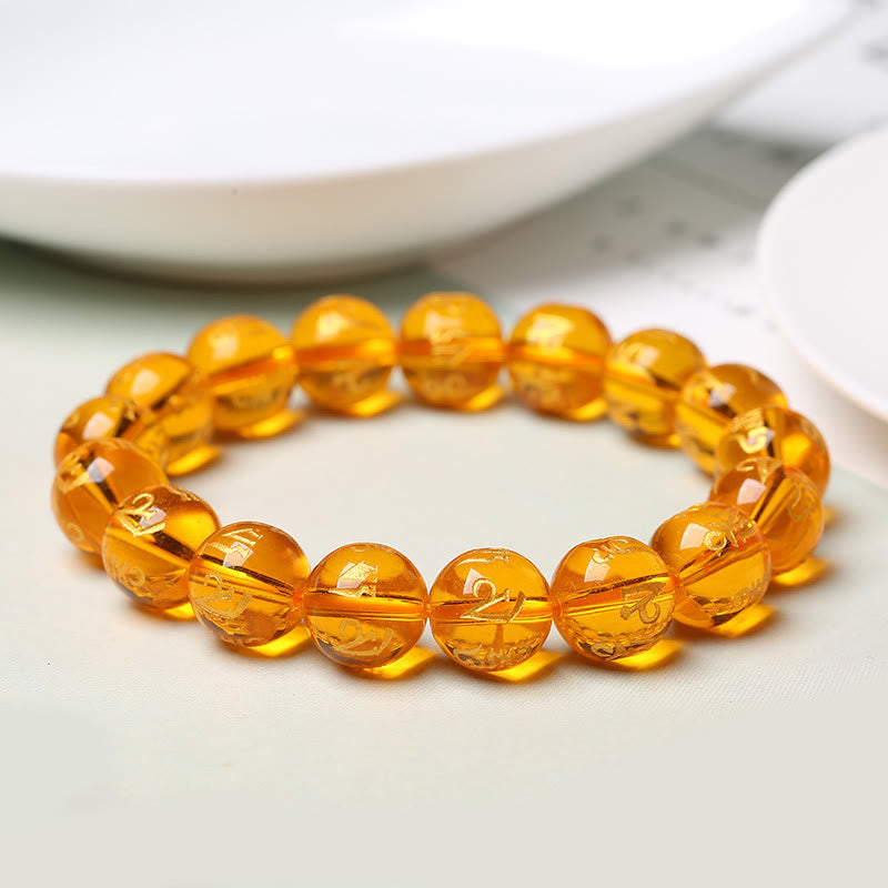 Bracelet de protection Om Mani Padme Hum en cristal blanc de 8 mm
