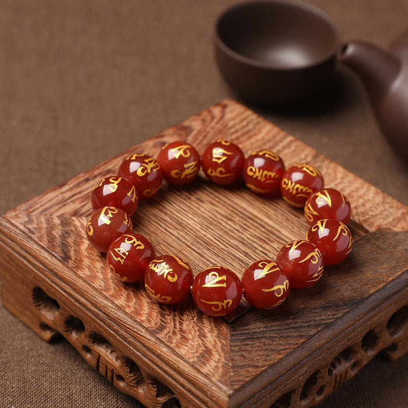 Bracelet de protection Om Mani Padme Hum en cristal blanc de 8 mm