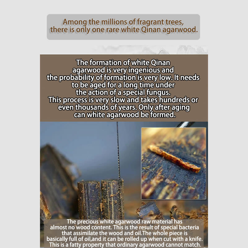 Bracelet Mala en bois d'agar Qinan blanc de 8 mm pour la paix et la force