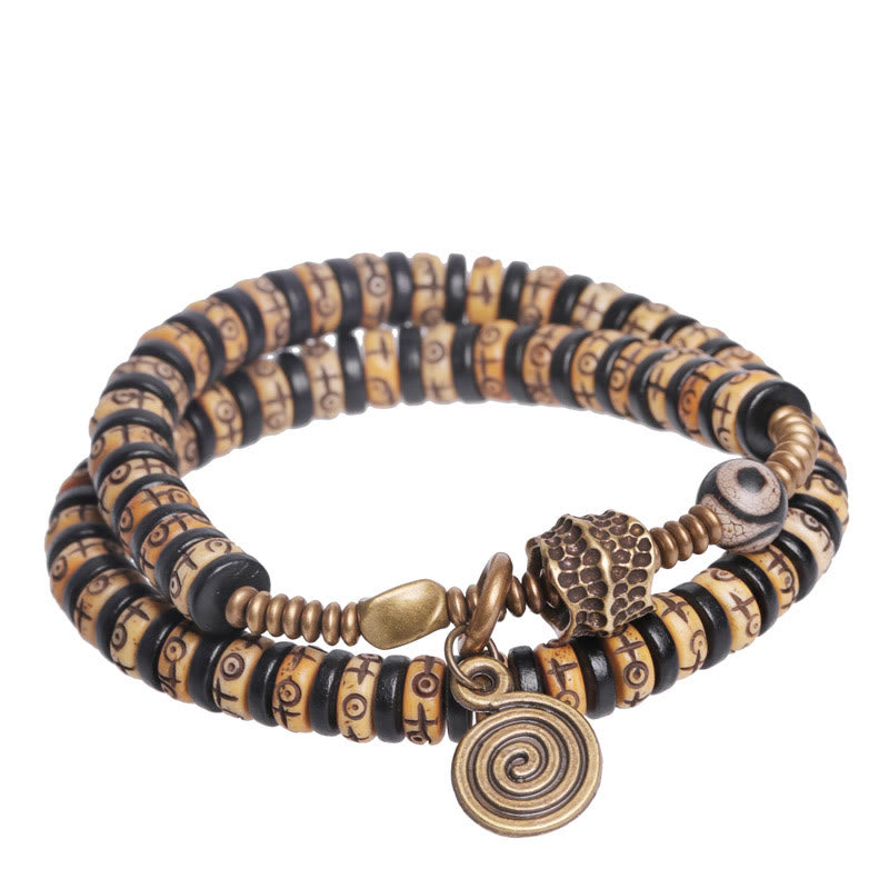 Bracelet double tour en os de yak et bois d'ébène de 8 mm