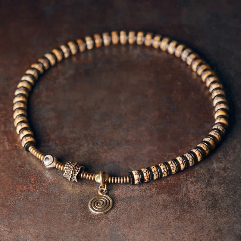 Bracelet double tour en os de yak et bois d'ébène de 8 mm
