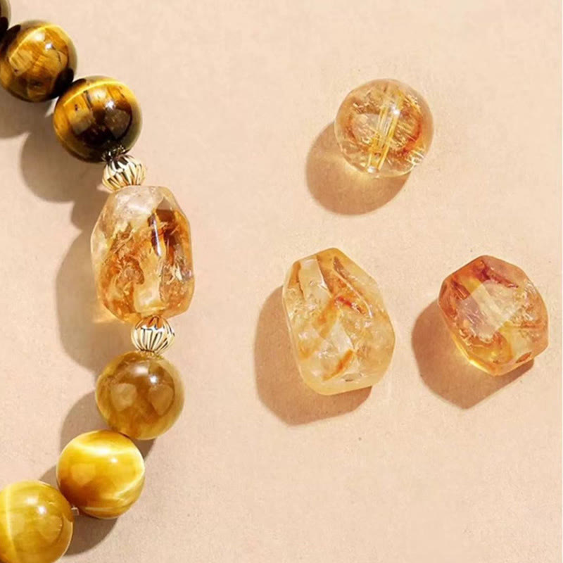 Bracelet de force en citrine œil de tigre jaune et noir 8 mm