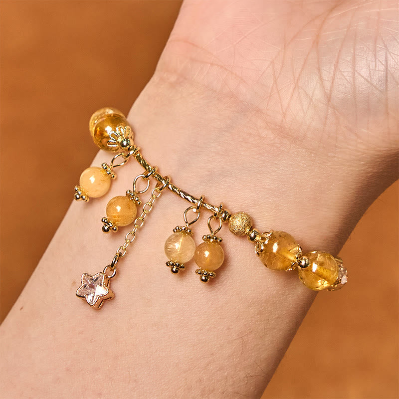 Bracelet de bon augure en quartz rutile jaune de 8 mm