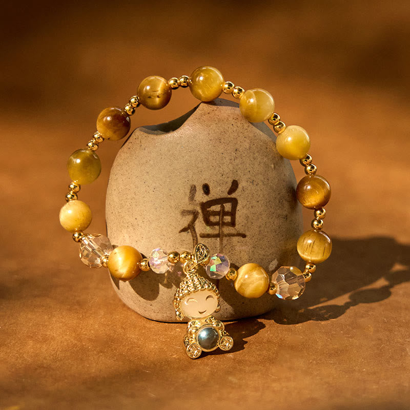Bracelet de protection et de méditation en œil de tigre jaune 8 mm