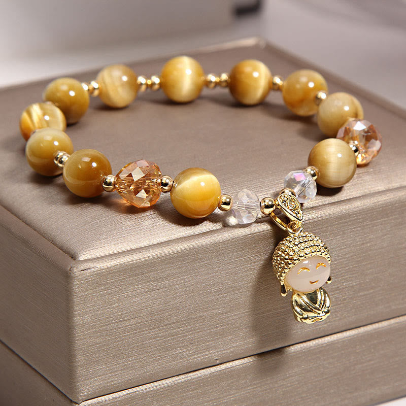 Bracelet de protection et de méditation en œil de tigre jaune 8 mm