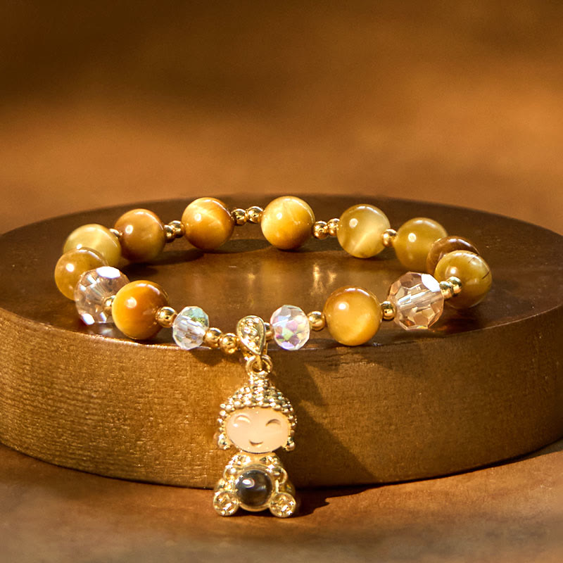 Bracelet de protection et de méditation en œil de tigre jaune 8 mm