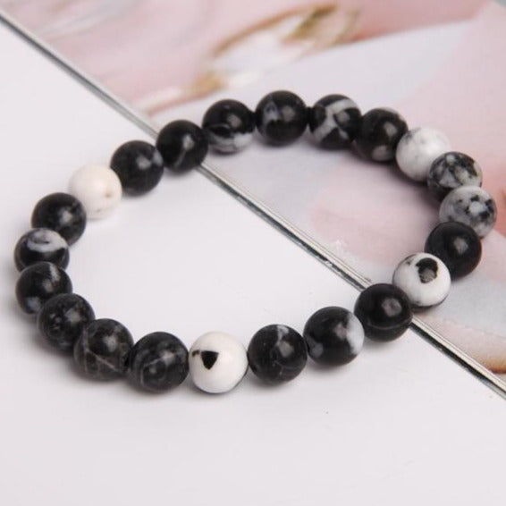 8mm Zebra Jasper Crystal Agate Bracelet for Healing