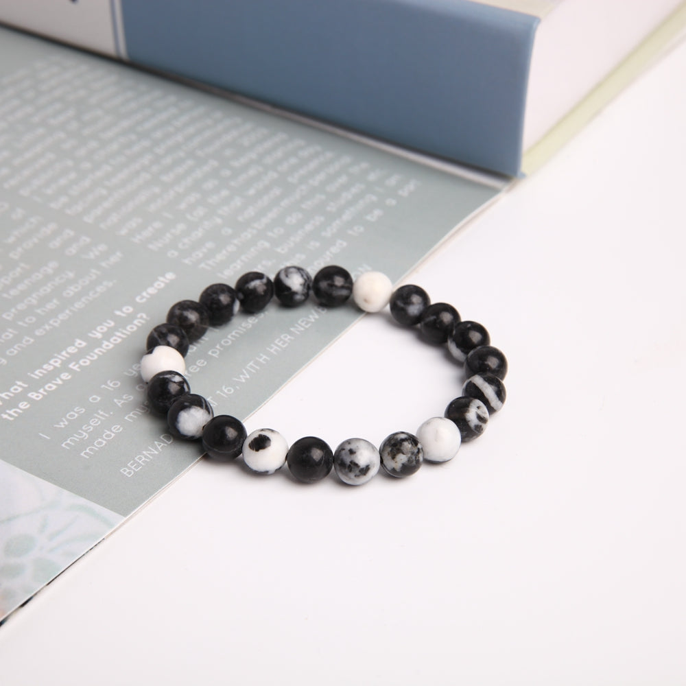 8mm Zebra Jasper Crystal Agate Bracelet for Healing