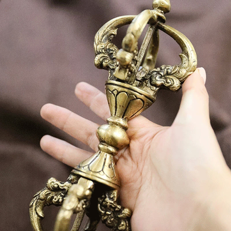Dorje de méditation en cuivre de 23 cm, fabriqué à la main au Népal