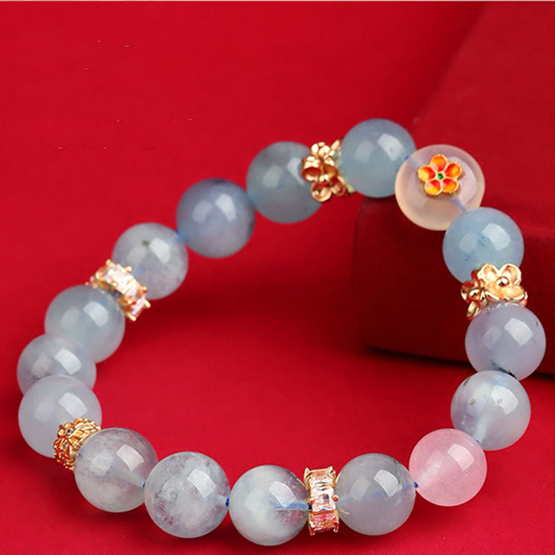 Bracelet de guérison en agate fantôme verte des cinq éléments de 9,5 mm