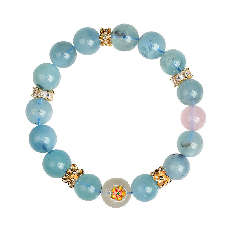 Bracelet de guérison en agate fantôme verte des cinq éléments de 9,5 mm