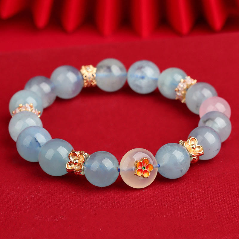 Bracelet de guérison en agate fantôme verte des cinq éléments de 9,5 mm