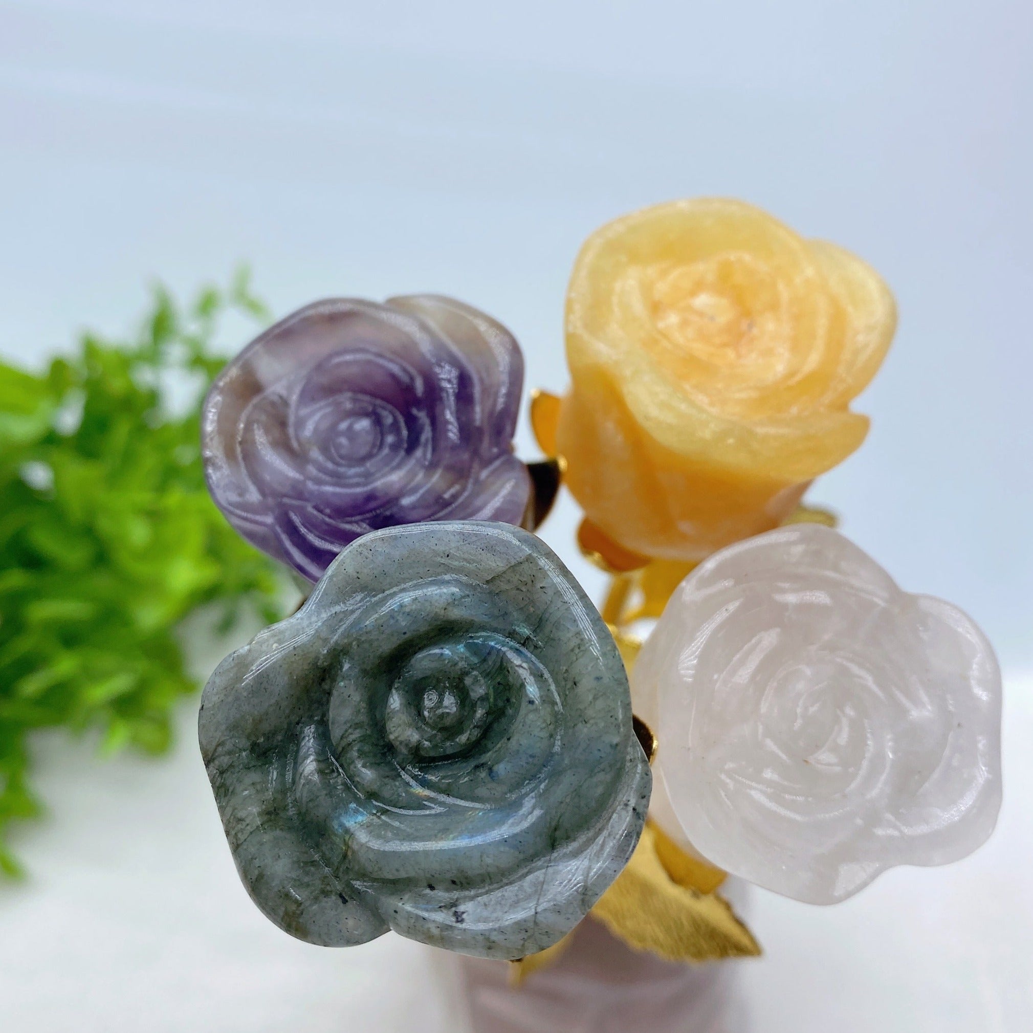 9 Inch Mixed Crystal Rose Figurine for Healing & Decoration