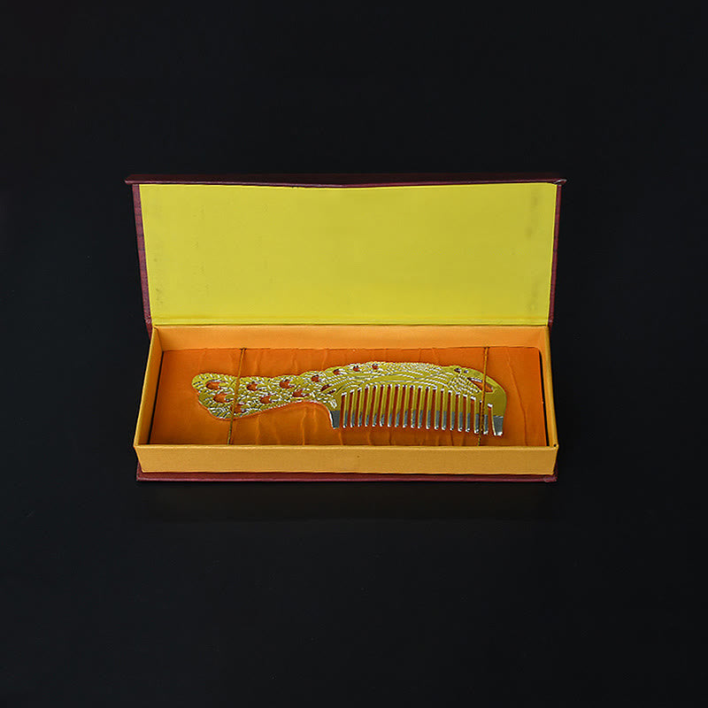 Lucky Dragon Phoenix Gold Alloy Comb for Protection & Strength