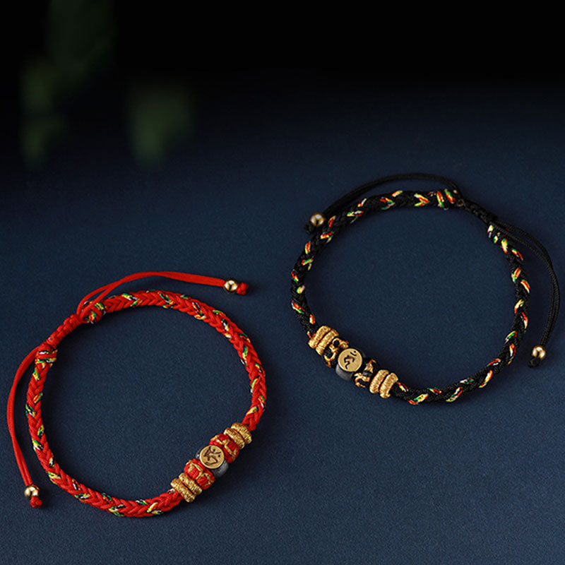 Chinese Zodiac Silver Red String Bracelet 18-28cm