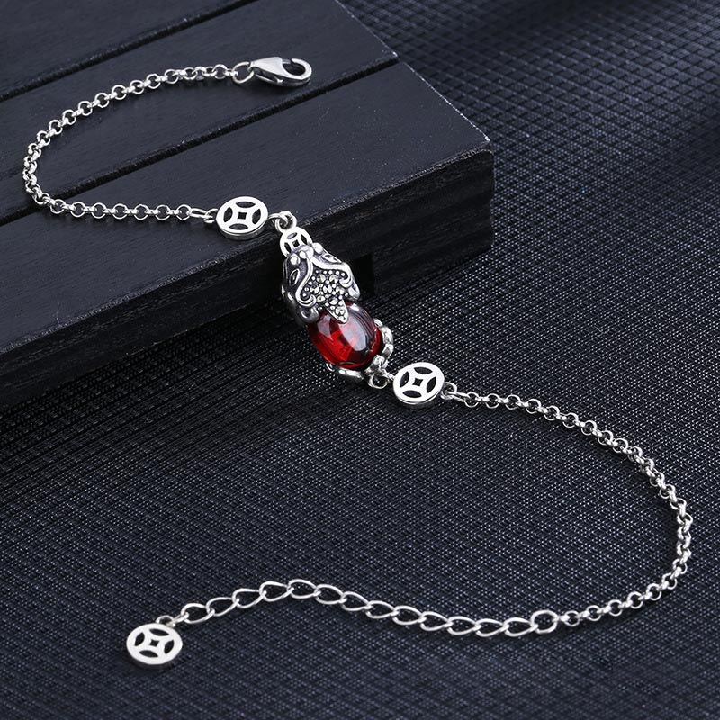 FengShui Pixiu Wealth Bracelet with Copper & Garnet