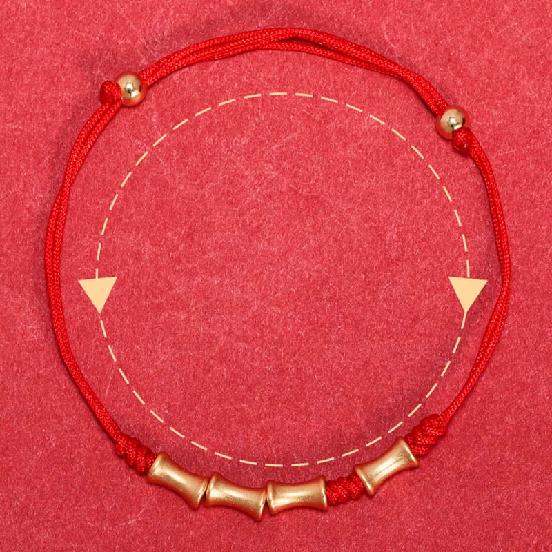 925 Sterling Silver Bamboo Protection Luck Red String Bracelet