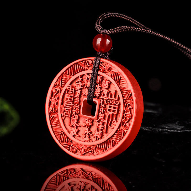 Natural Cinnabar Mountain Ghosts Spend Money Pendant | Blessing Necklace