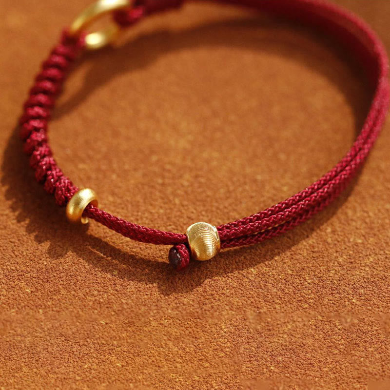 Alloy Peace Buckle Red String Bracelet for Protection & Luck