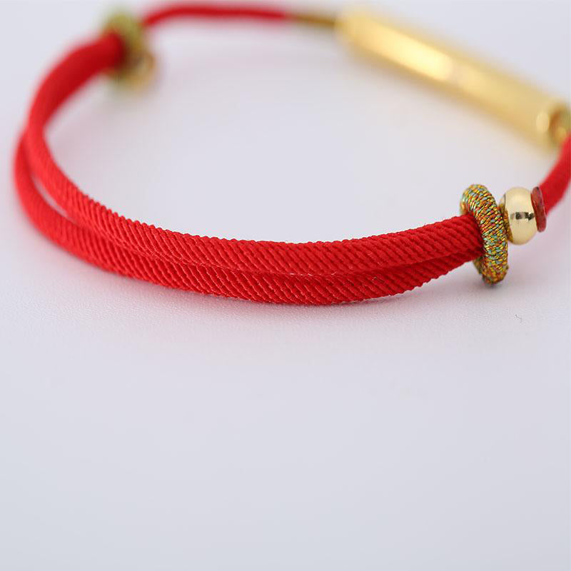 Om Mani Padme Hum Silver Lucky Red String Bracelet