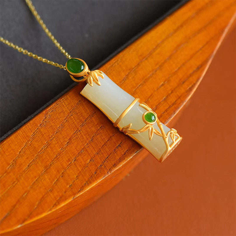 Unisex White Jade Cyan Jade Protection Necklace