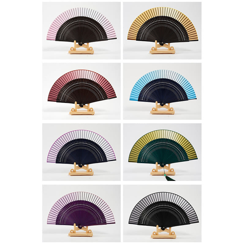 20cm Bamboo Folding Fan | Gradient Color Chinese Hand Fan