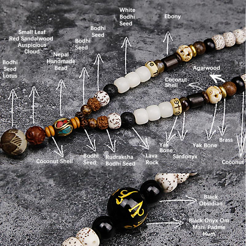 108 Beads Bodhi Seed Mala Bracelet | Avalokitesvara Pixiu Guan Gong