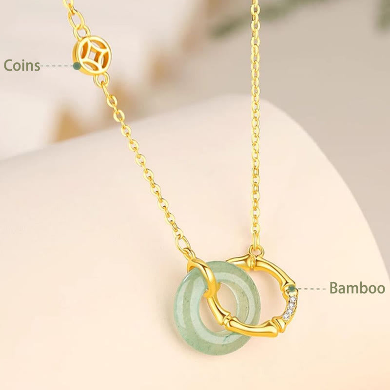 925 Sterling Silver Green Aventurine Peace Buckle Necklace